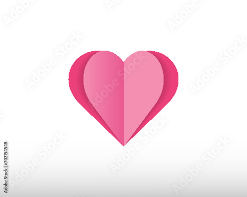 White paper cut love heart for Valentine's day. Minimal flat red love symbol. © GraphicStudio