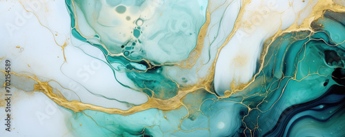 Abstract marble background. Turquoise agate texture with thin gold veins.
