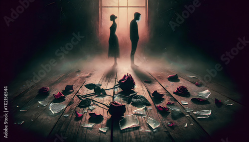 An artistic interpretation of the theme Heartbroken Couple. This concept poster features a melancholic and evocative scene