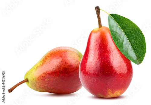 Red pears isolated on white.
