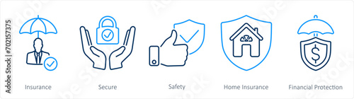 A set of 5 Insurance icons as insurance, secure, safety