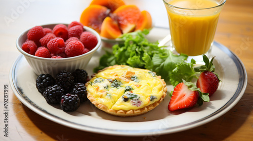Nourishing morning meal including quiche muffin
