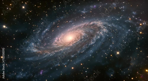 A galaxy with swirling arms surrounded by stars. The concept of cosmology. photo