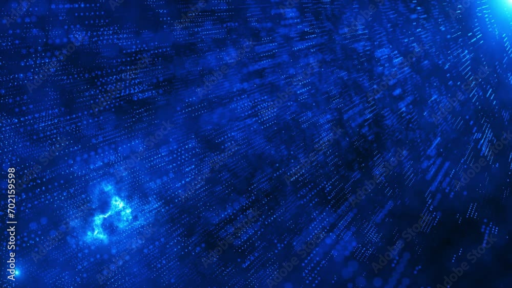 Futuristic blue trapcode form. 4k Abstract blue motion background. data transfer particle effect. a sea of glowing neon particles pulse across the screen. Data cloud effect.