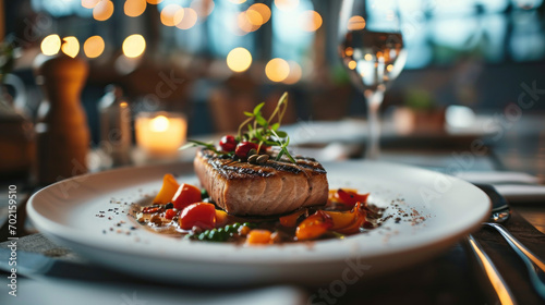 tuna steak grill on restaurant