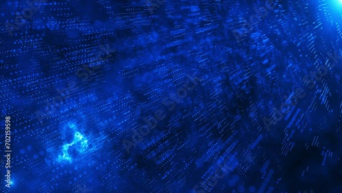 Futuristic blue trapcode form. 4k Abstract blue motion background. data transfer particle effect. a sea of glowing neon particles pulse across the screen. Data cloud effect. photo
