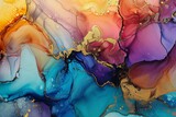 Luxurious natural fluid art with golden hues, intricate backgrounds, poured resin, mystic mechanisms, and realistic watercolors. In alcohol ink technique, it captures a colorful surface digital  art.