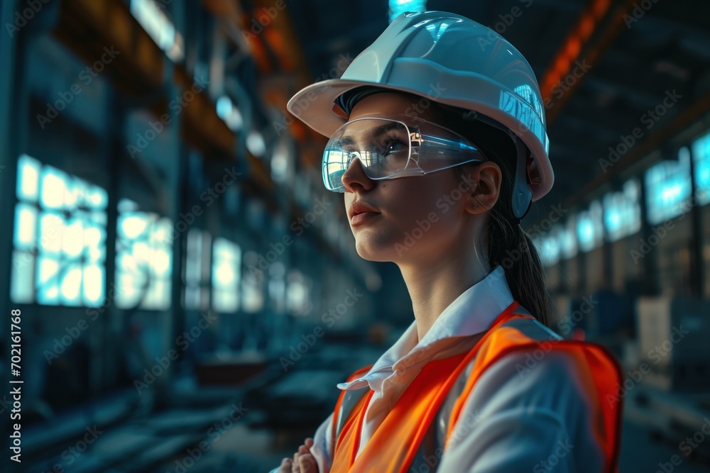 Female professional engineer, worker, quality control, inspection in factory, warehouse, factory, industrial plant Female professional engineer, worker, quality control, inspection in factory, warehouse, factory, industrial plant