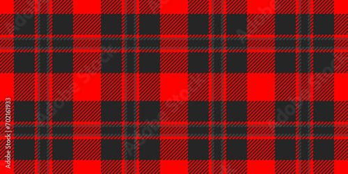Old-fashioned vector background texture, thread pattern textile check. New year plaid fabric seamless tartan in black and red colors.