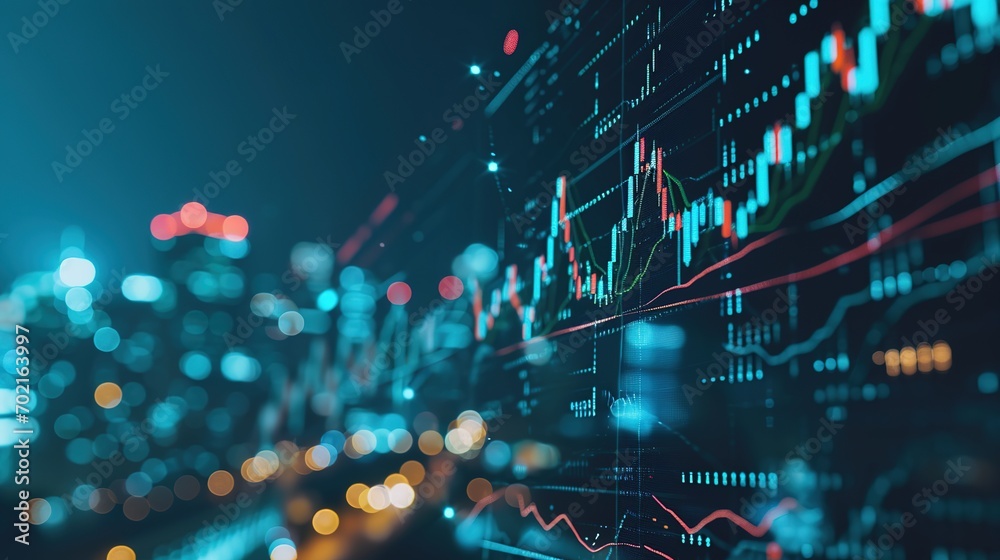 Global business growth graph stock financial success market chart on digital investment strategy exchange finance background of technology economic communication network connectivity - obrazy, fototapety, plakaty 