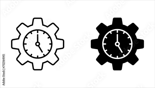 Time management icon set. Deadline vector illustration. Isolated contour of workflow on white background. photo