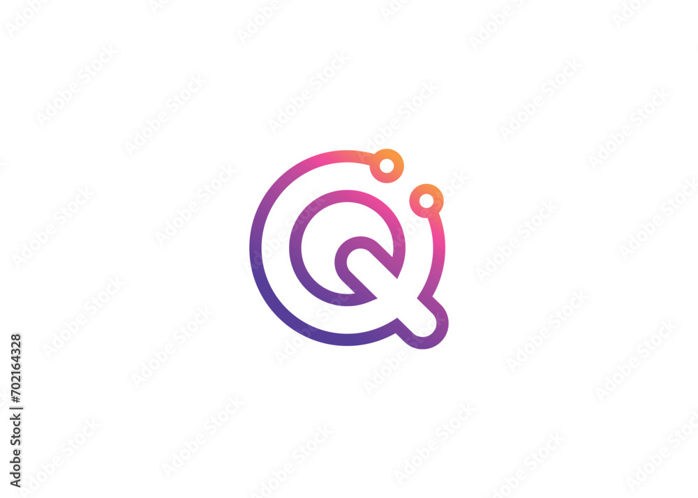 Letter Q Technology vector monogram logo design template. Letter Q molecule, Science and Bio technology Vector logo Letter Q Technology vector monogram logo design template. Letter Q molecule, Science and Bio technology Vector logo