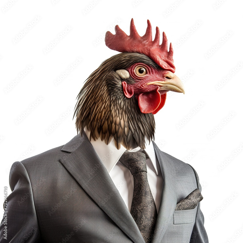 rooster dressed in business suit profile