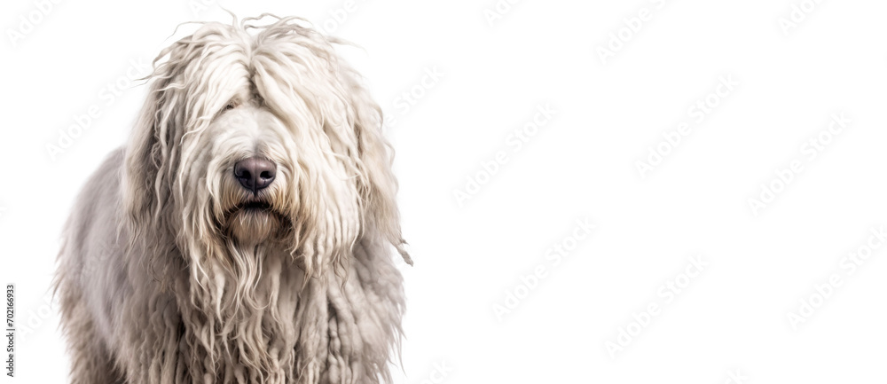 Komondor Hungarian Shepherd purebred beautiful breed of dog, background nature