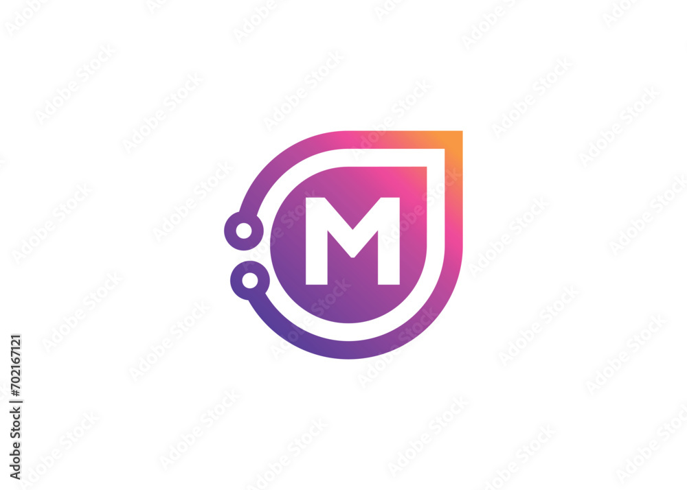Letter M Technology vector monogram logo design template. Letter M molecule, Science and Bio technology Vector logo Letter M Technology vector monogram logo design template. Letter M molecule, Science and Bio technology Vector logo
