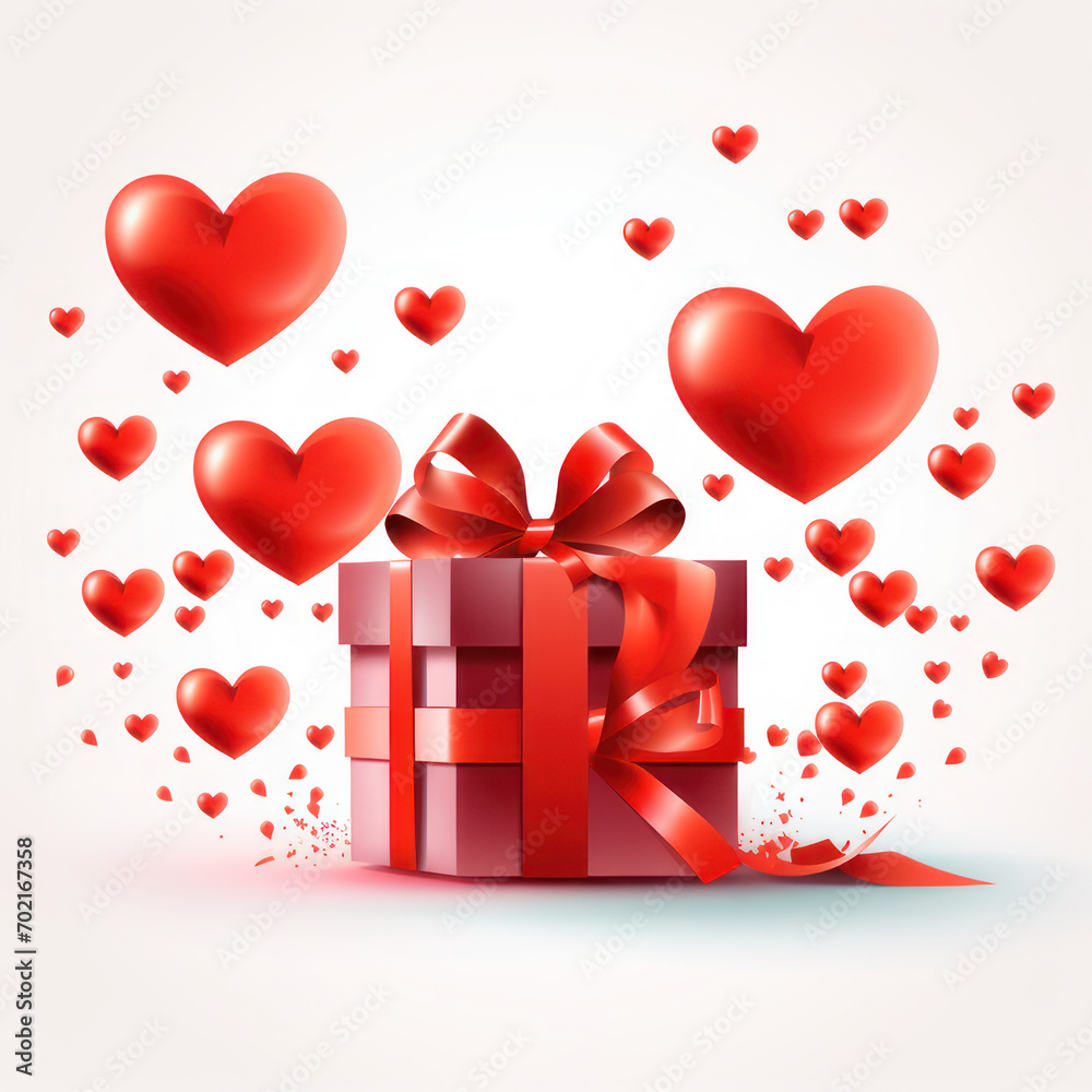 Valentine's day design. Realistic red gifts boxes