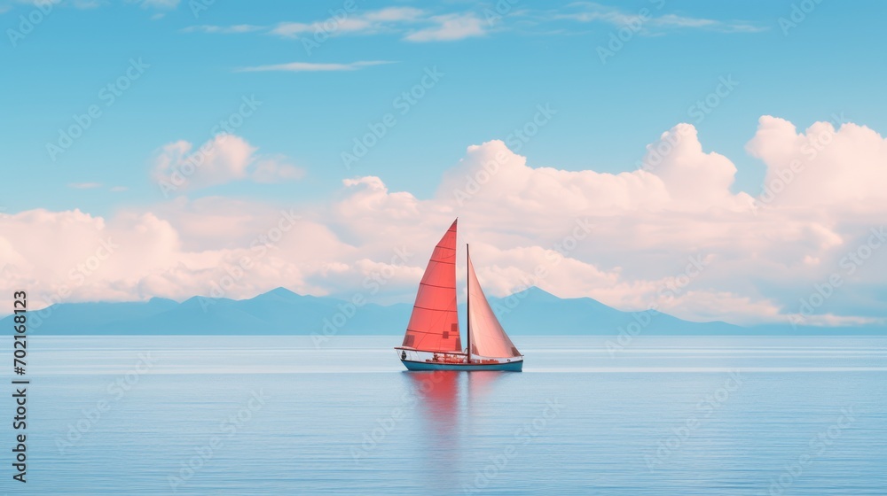sailing ships in a minimalist style