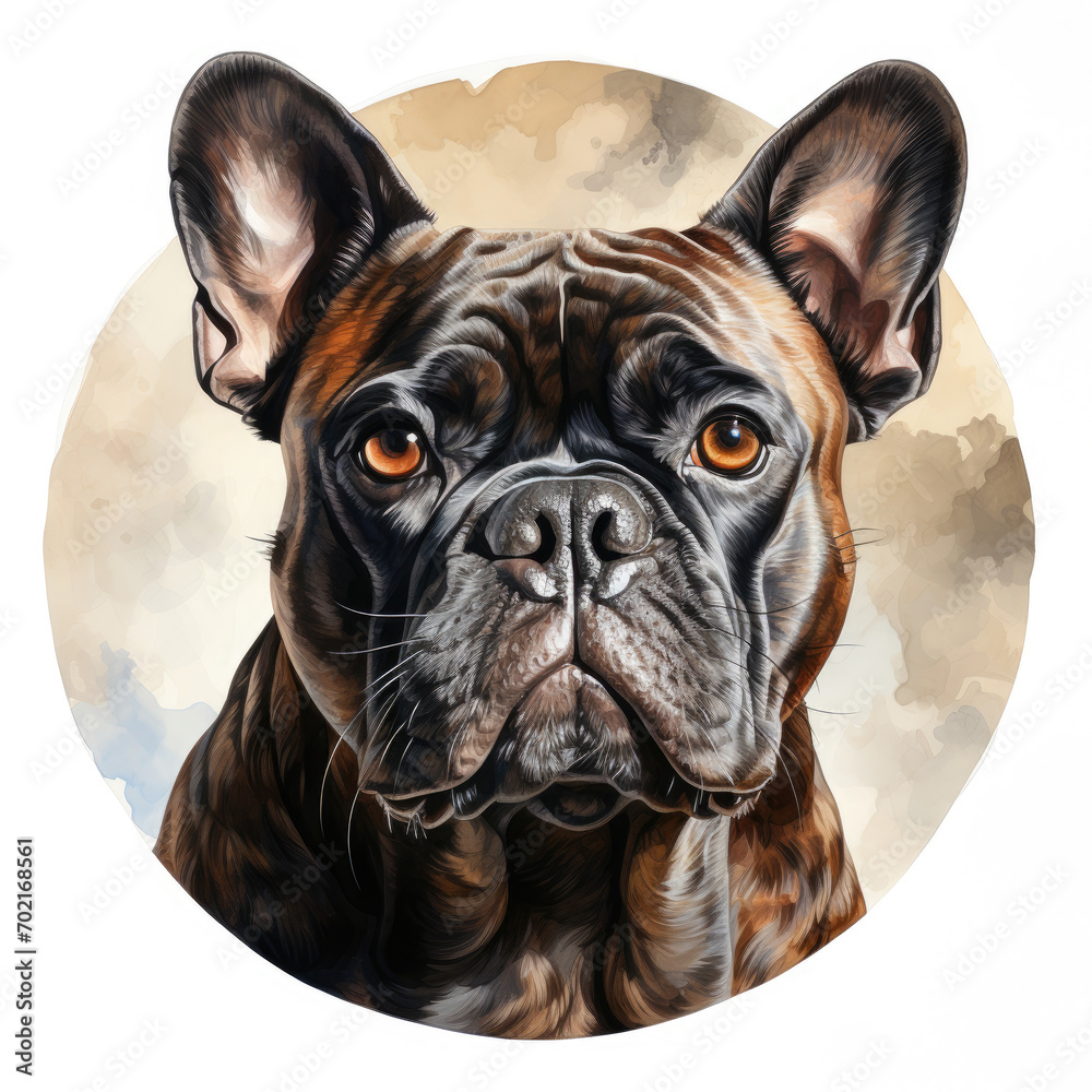 watercolor French Bulldog clipart, Generative Ai