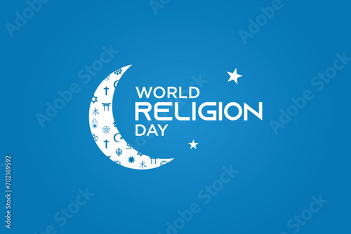vector graphic of World religion Day is good for World religion Day celebration. moon flat design. flyer design.flat illustration. photo