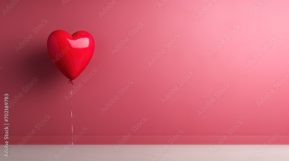 red heart shape on red wall, valentine's day or medical heart health care theme banner background, Generative Ai