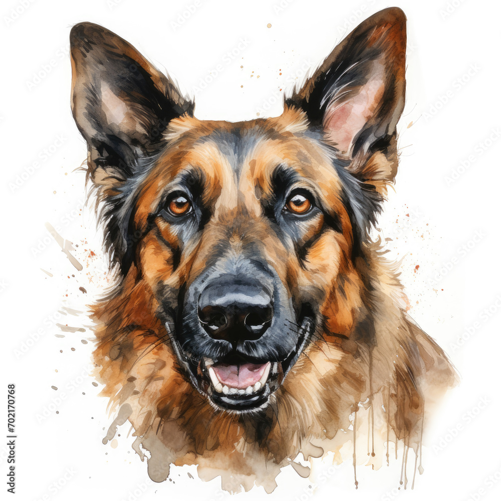 watercolor German Shepherd clipart, Generative Ai watercolor German Shepherd clipart, Generative Ai