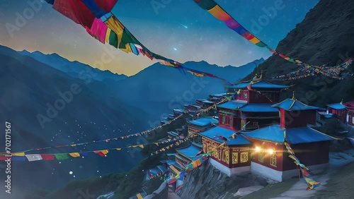 tibetan prayer flags in the himalayas photo