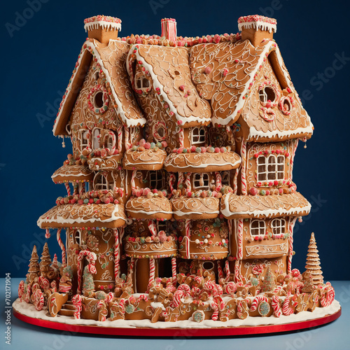 Richly decorated gingerbread house