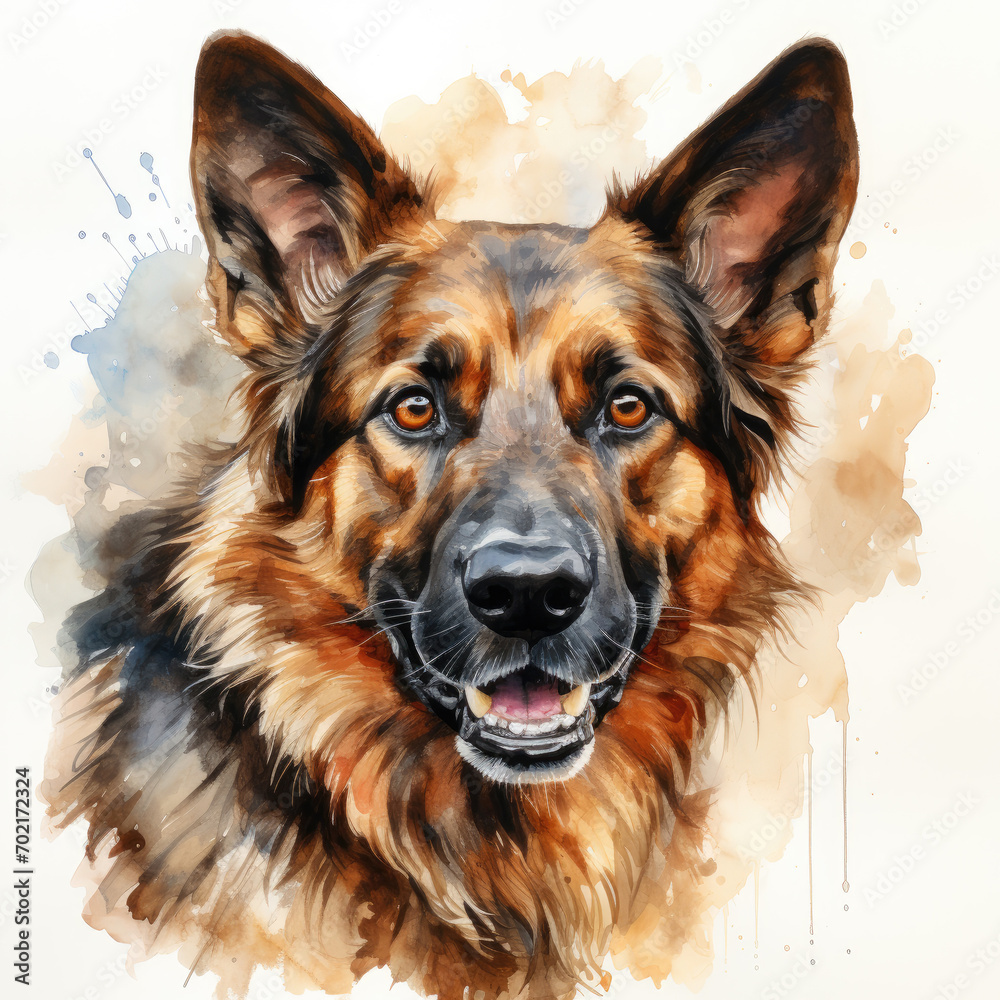 watercolor German Shepherd clipart, Generative Ai watercolor German Shepherd clipart, Generative Ai
