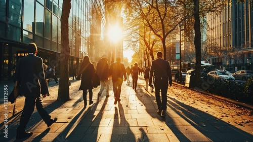 Office Managers and Business People Commute to Work in the Morning or from Office on a Sunny Day