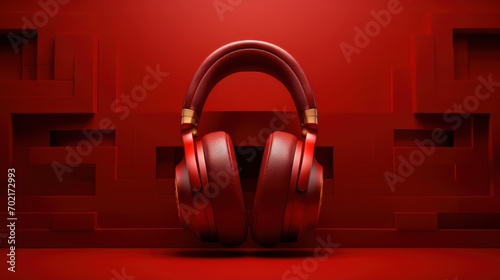 wireless red headphones photo