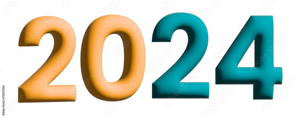 2024 TEXT isolated on white, New year 2024 alphabet 2024 TEXT isolated on white, New year 2024 alphabet