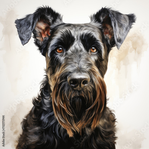 watercolor Giant Schnauzer clipart, Generative Ai