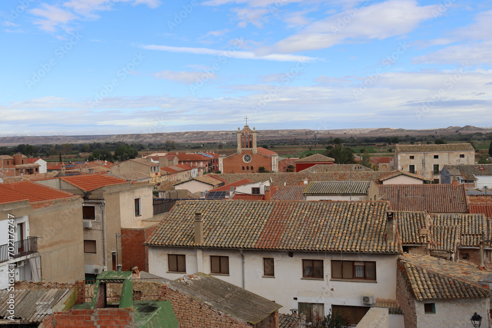 Landscape of the town of Quinto de Ebro in the province of Zaragoza (Spain)