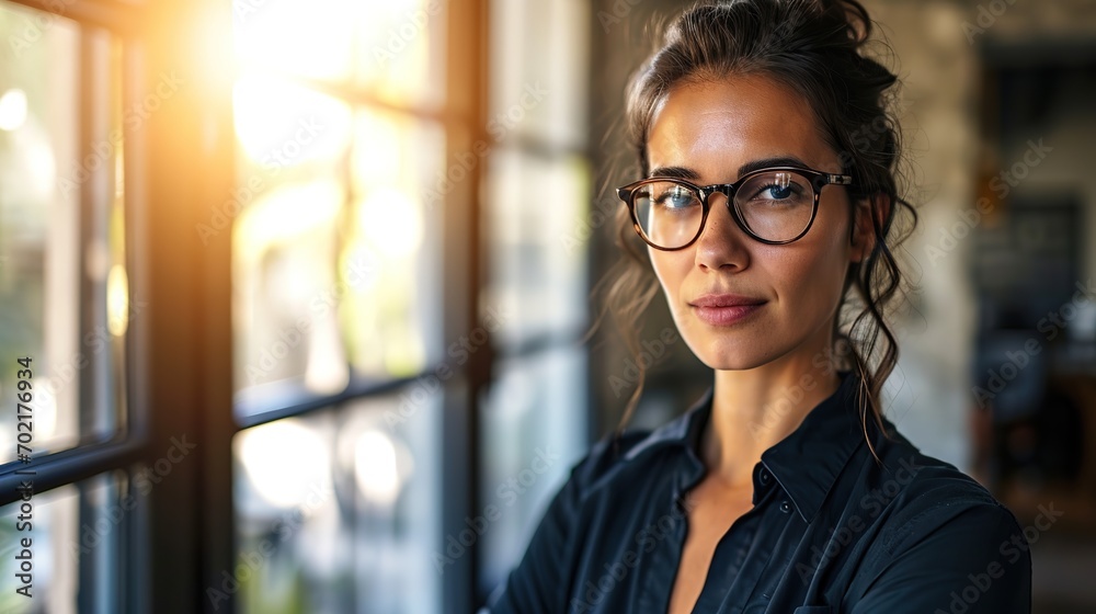 Portrait of a entrepreneur in her workplace and looking at camera Portrait of a entrepreneur in her workplace and looking at camera