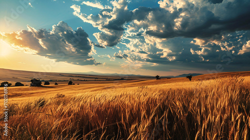 The image portrays the vastness of the Great Plains, Photography, National Geographic Style, endless horizons, golden wheat fields, an expansive compilation.