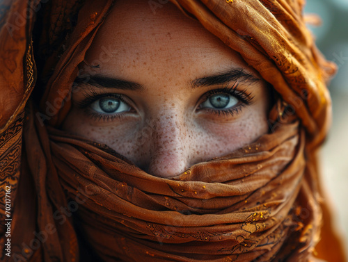 Member of North African from Tuareg tribe in traditional clothing photo