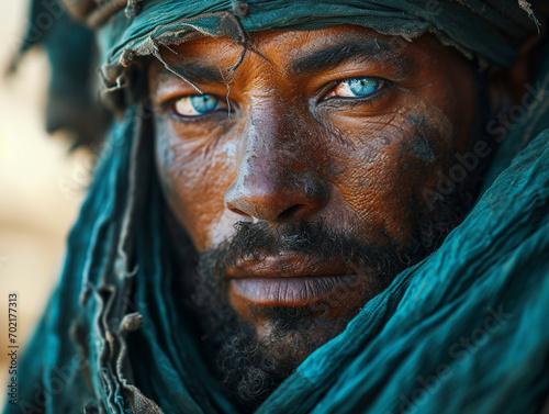 Member of North African from Tuareg tribe in traditional clothing photo
