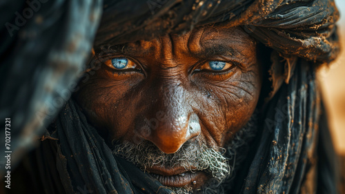 Member of North African from Tuareg tribe in traditional clothing photo