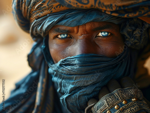 Member of North African from Tuareg tribe in traditional clothing photo