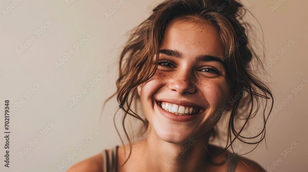 Pretty smiling joyfully female with fair hair, dressed casually, looking with satisfaction at camera, being happy. Studio shot of good-looking beautiful woman isolated against blank studio wall Pretty smiling joyfully female with fair hair, dressed casually, looking with satisfaction at camera, being happy. Studio shot of good-looking beautiful woman isolated against blank studio wall