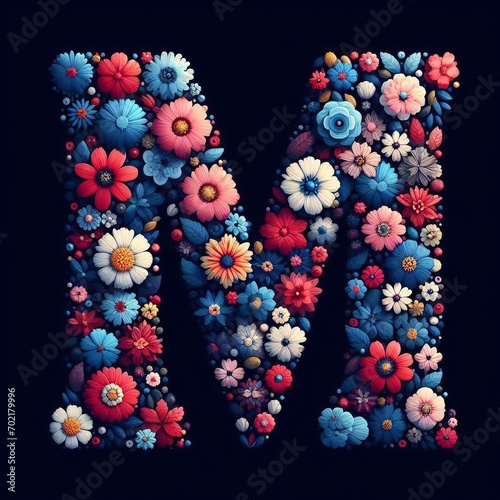 Wallpaper Mural Flower font letter M. AI generated illustration Torontodigital.ca
