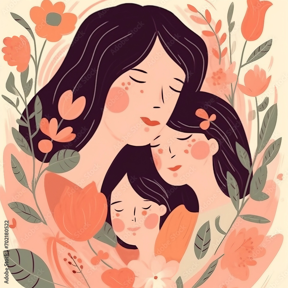 Mère et ses 2 enfants