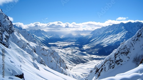 Natural landscape of snow-capped mountains