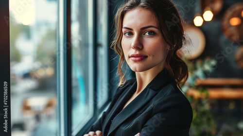 woman and portrait of entrepreneur in office with leadership, mindset and confidence in business or management. Serious, face and professional career with mission, goals or future target