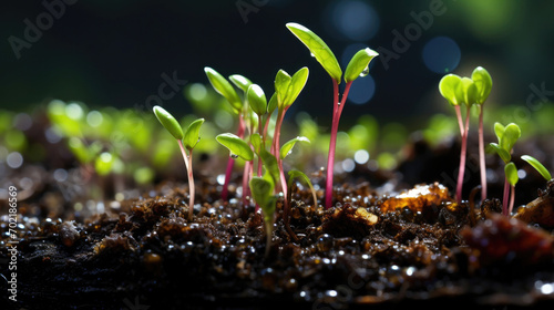 Early growth: Vegetable seedling in nurturing field