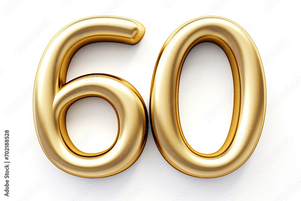 Gold Number 60 Sixty On White Gold Number 60 Sixty On White