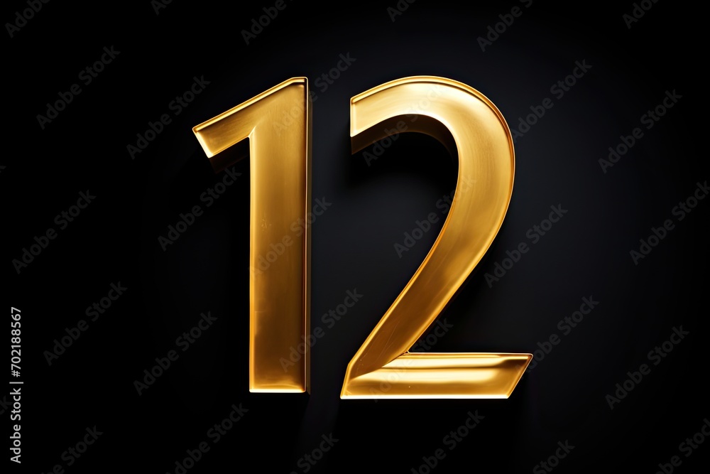 Gold Number 12 On Black Background Gold Number 12 On Black Background