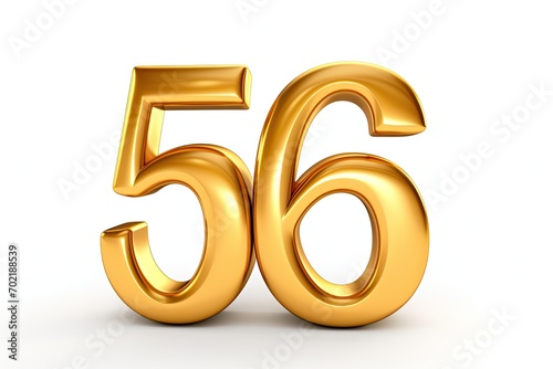 Gold Number 56 On White Background