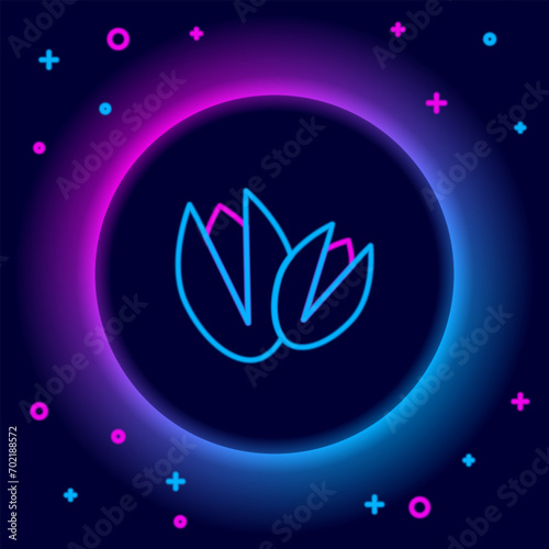 Glowing neon line Pistachio nuts icon isolated on black background. Colorful outline concept. Vector
