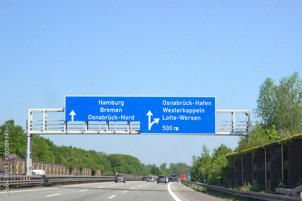 Autobahn 1, Ausfahrt Osnabrück-Hafen, westerkappeln, Lotte-Wersen in Richtung Bremen